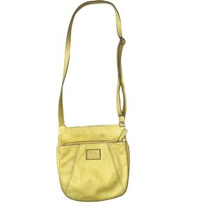 Fossil purse Canary yellow multi pocket cross body leather clean interior
